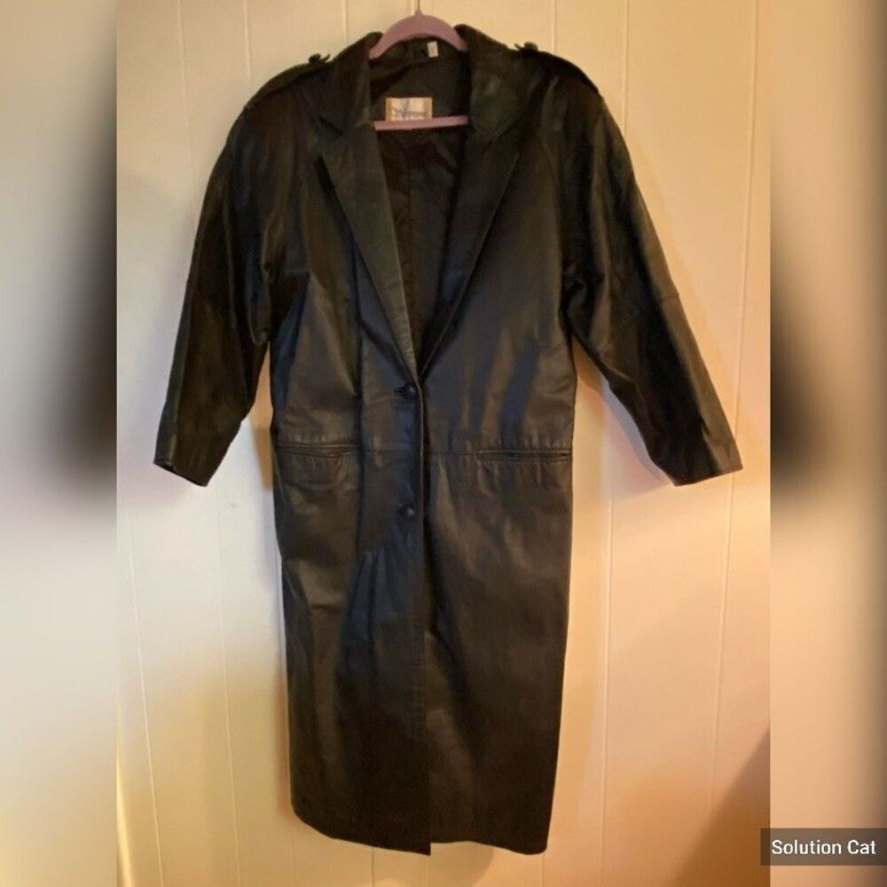 Silver Core Coat Women’s Small Long Black Leather Coat